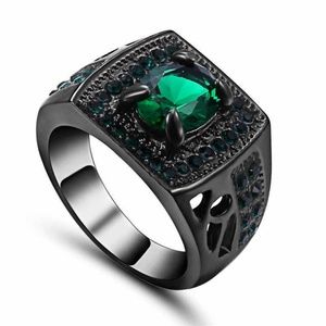10K Black Gold Filled Emerald Ring Size 6